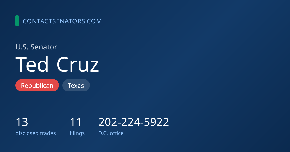 Contact Senator Ted Cruz — Phone, Address & Stock Trades | ContactSenators